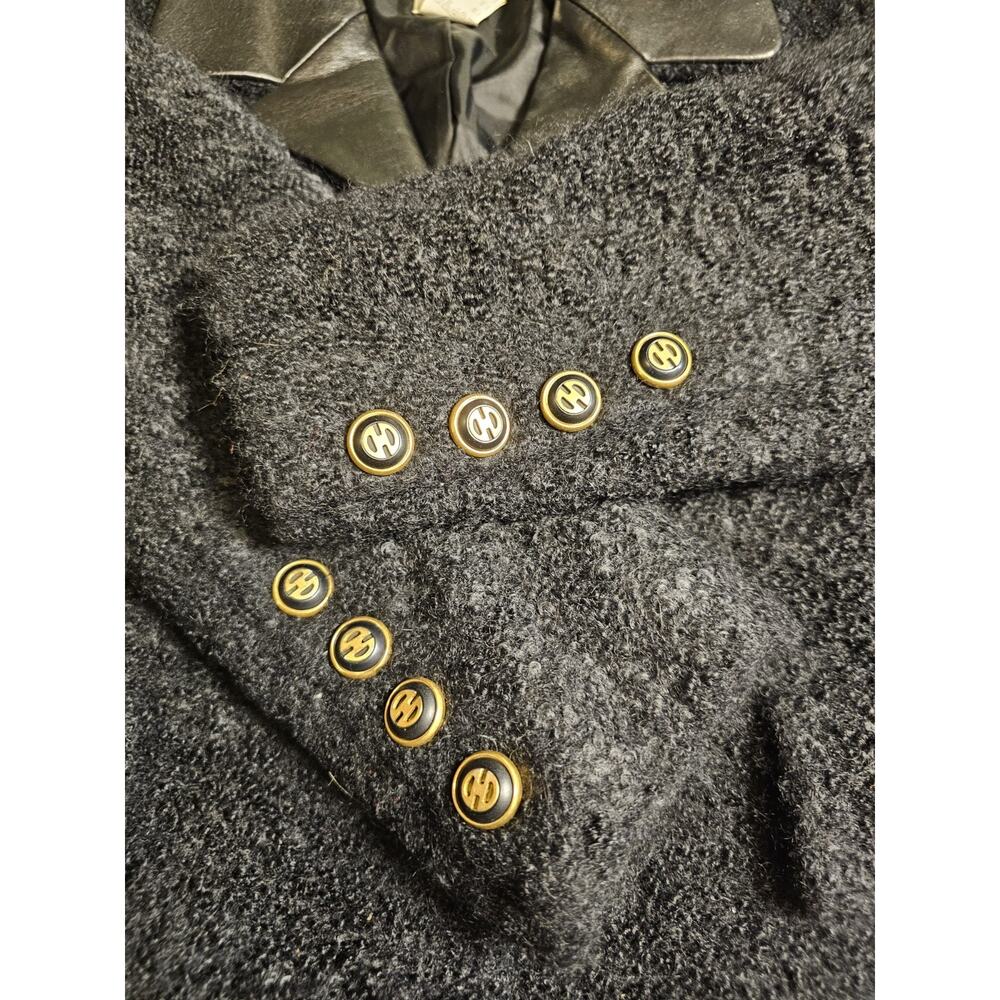 Celine Paris Vintage Wool Mohair Leather Blazer Women's Size 42 Authenticated - Picture 10 of 12